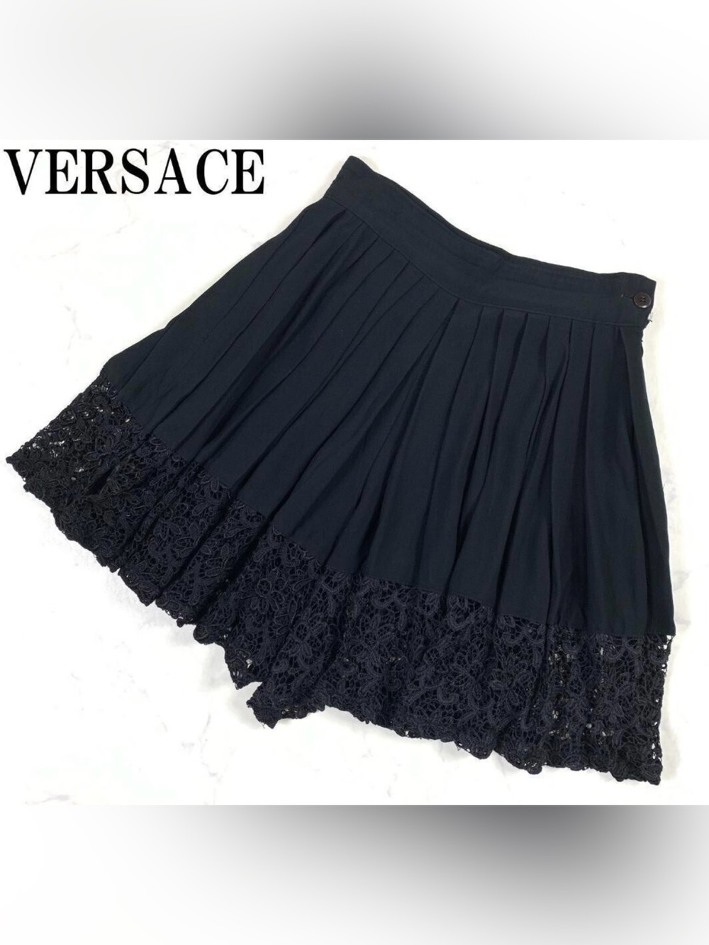 Vintage Versus Gianni Versace Pleated Mini Skort w/ Lace Trim, Authentic